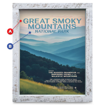 Customizable Vintage Blue Ridge Poster | Real Wood Framed Wall Art Print