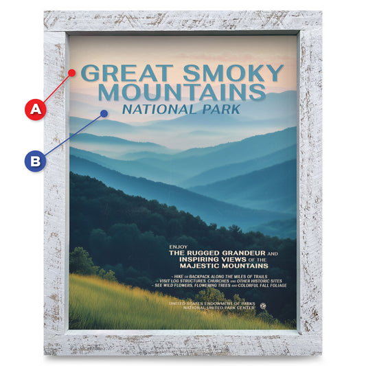 Customizable Vintage Blue Ridge Poster | Real Wood Framed Wall Art Print