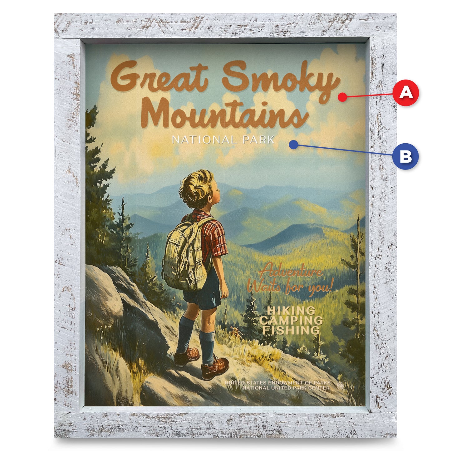 Customizable Smoky Mountain Adventure | Real Wood Framed Wall Art Print
