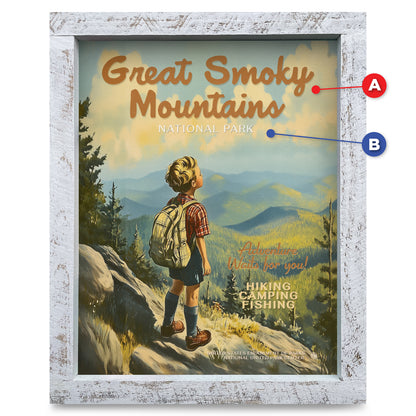 Customizable Smoky Mountain Adventure | Real Wood Framed Wall Art Print