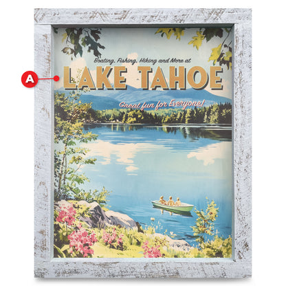 Customizable Nostalgic Lake Scene | Real Wood Framed Wall Art Print