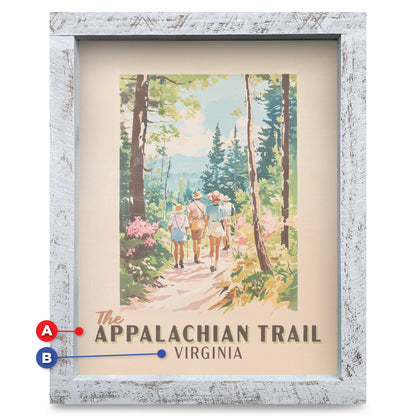Customizable Vintage Hiking Trail Poster | Real Wood Framed Wall Art Print