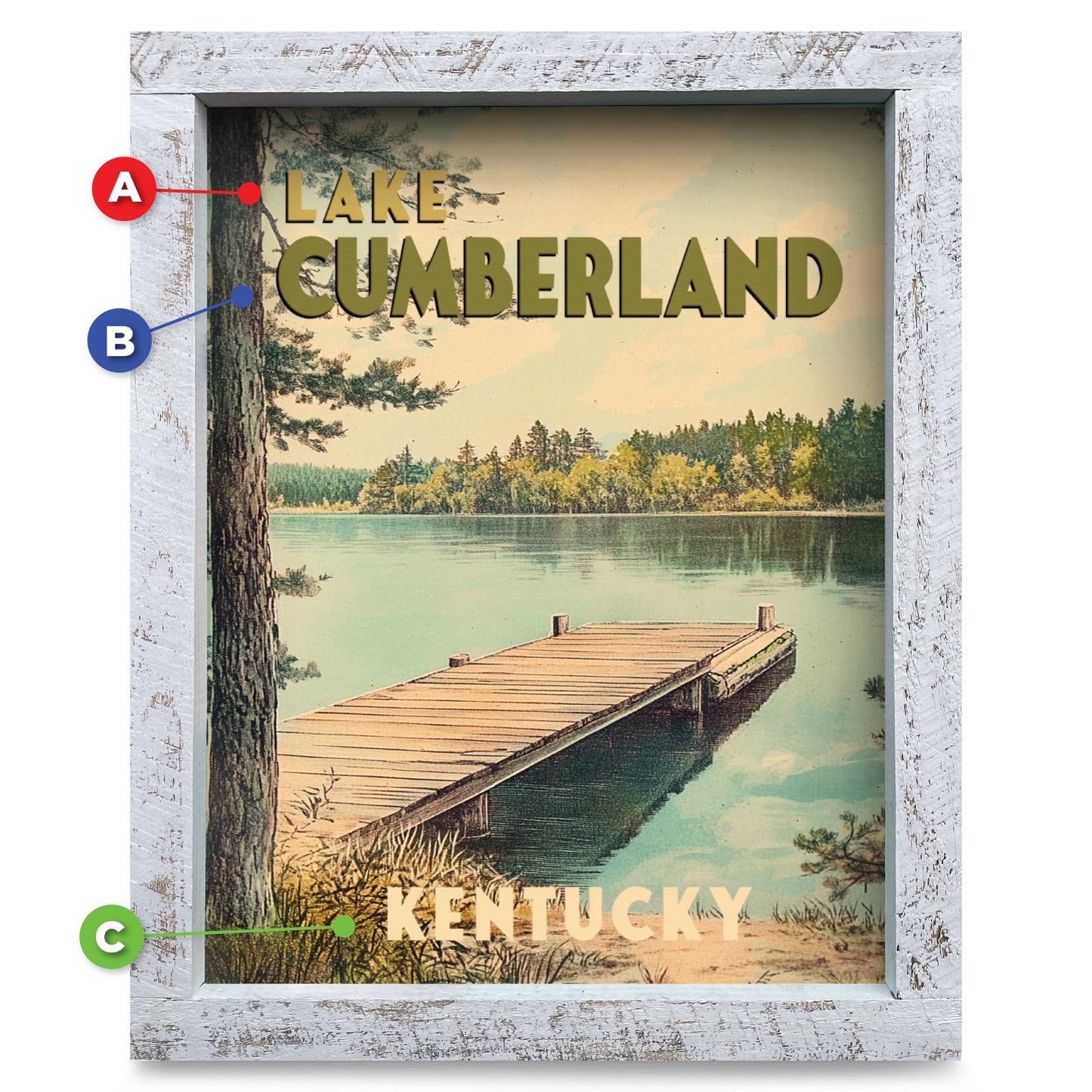 Customizable Vintage Lake Dock | Real Wood Framed Wall Art Print