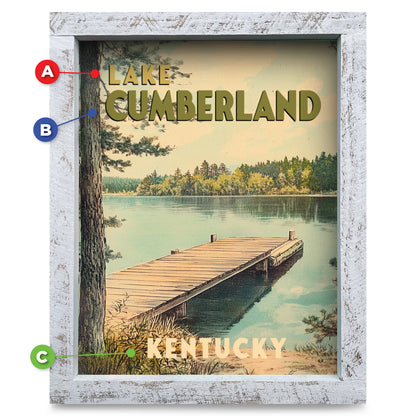 Customizable Vintage Lake Dock | Real Wood Framed Wall Art Print