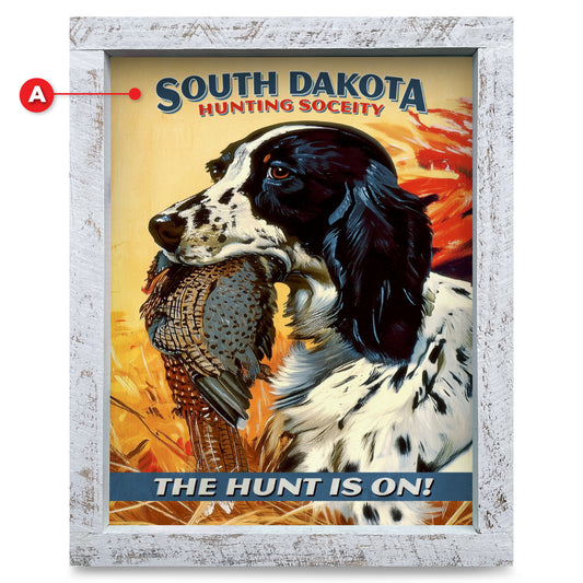 Customizable Vintage Hunting Dog | Real Wood Framed Wall Art Print