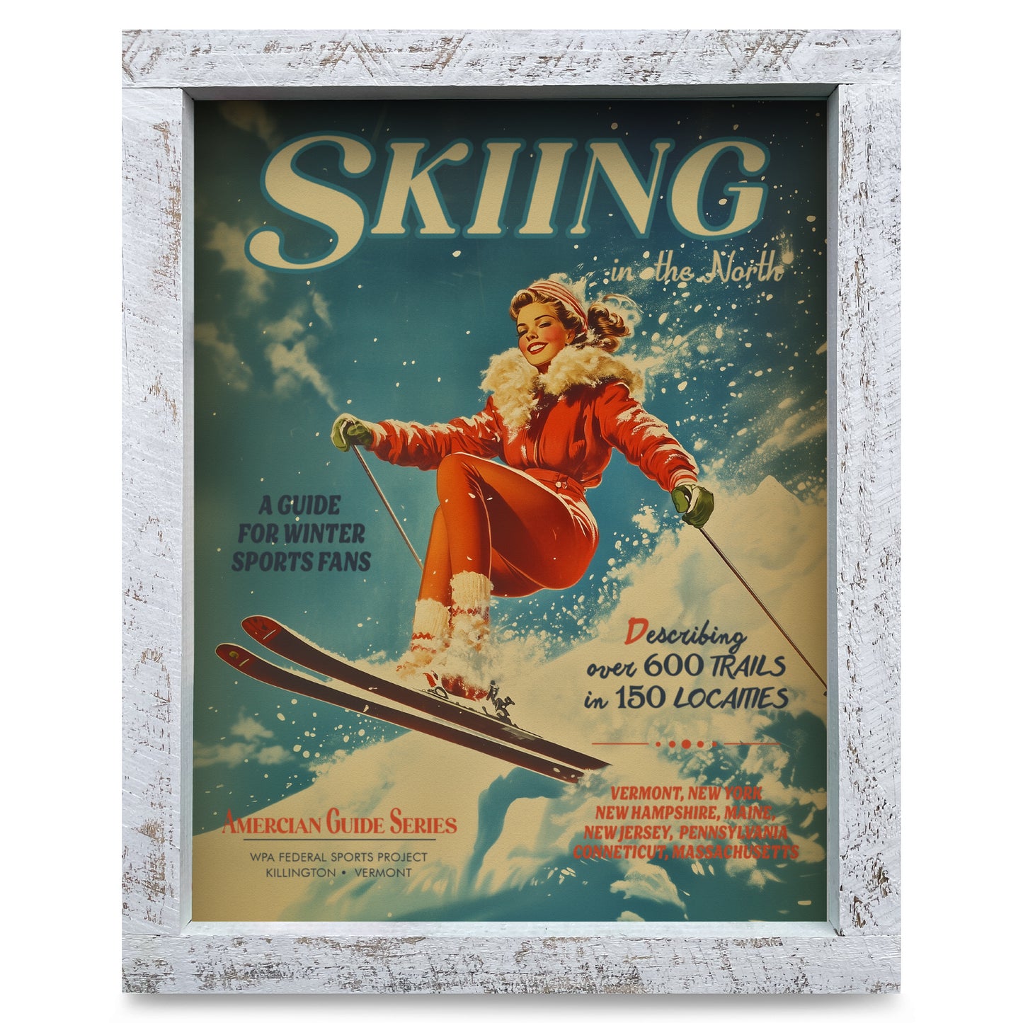 Pin Up Powder Day | Real Wood Framed Wall Art Print