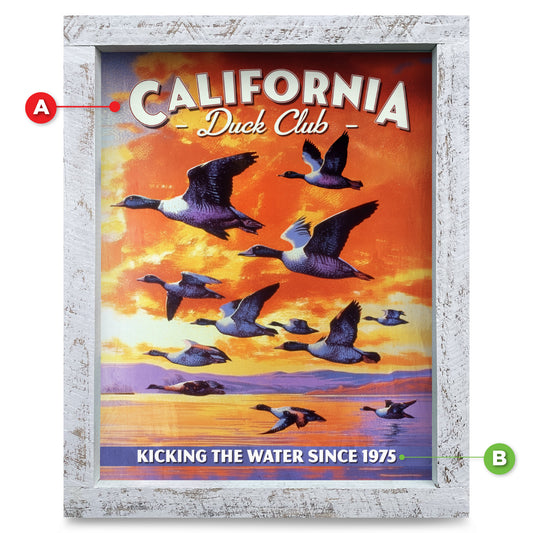 Customizable Duck Club Sunset Flight | Real Wood Framed Wall Art Print