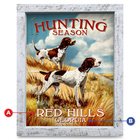 Customizable Hunting Dogs Vintage Poster | Real Wood Framed Wall Art Print