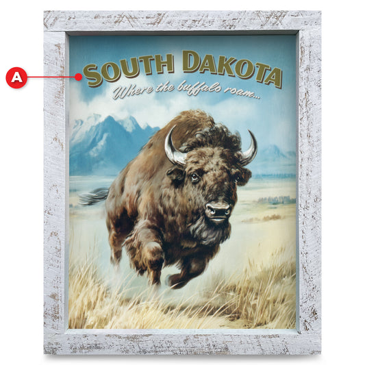 Customizable Buffalo Run Vintage Poster | Real Wood Framed Wall Art Print