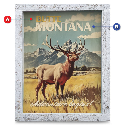 Customizable Elk Mountains Vintage Poster | Real Wood Framed Wall Art Print