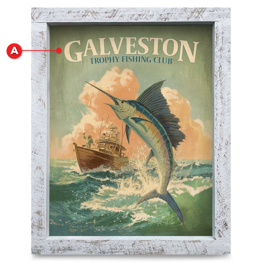 Customizable Sailfish Vintage Poster | Real Wood Framed Wall Art Print