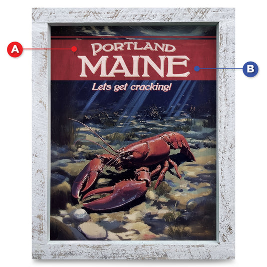 Customizable Lobster Vintage Poster | Real Wood Framed Wall Art Print
