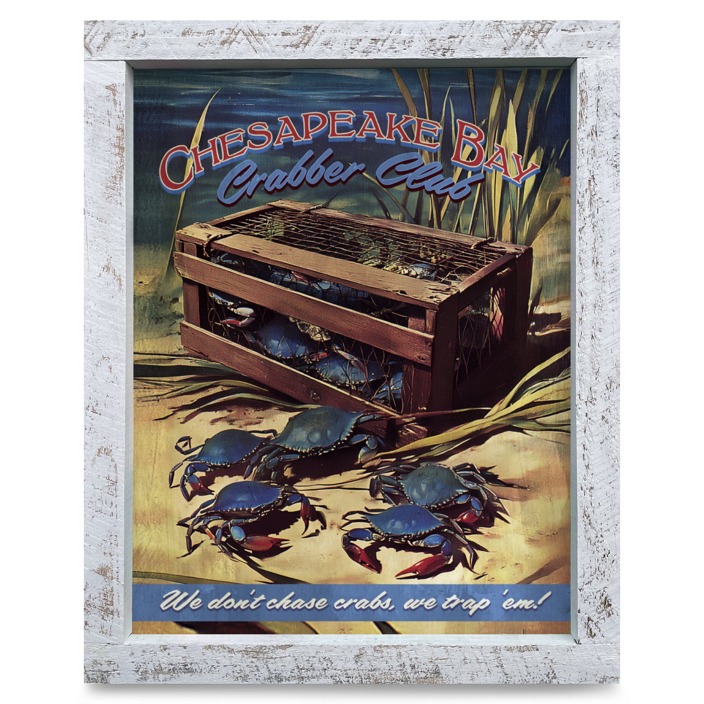 Chesapeake Bay Crabber Club | Real Wood Framed Wall Art Print