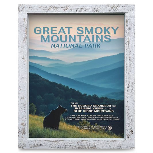 Great Smoky Mountains Poster | Real Wood Framed Wall Art Print