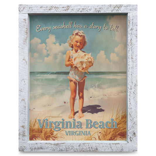 Virginia Beach Seashell Poster | Real Wood Framed Wall Art Print