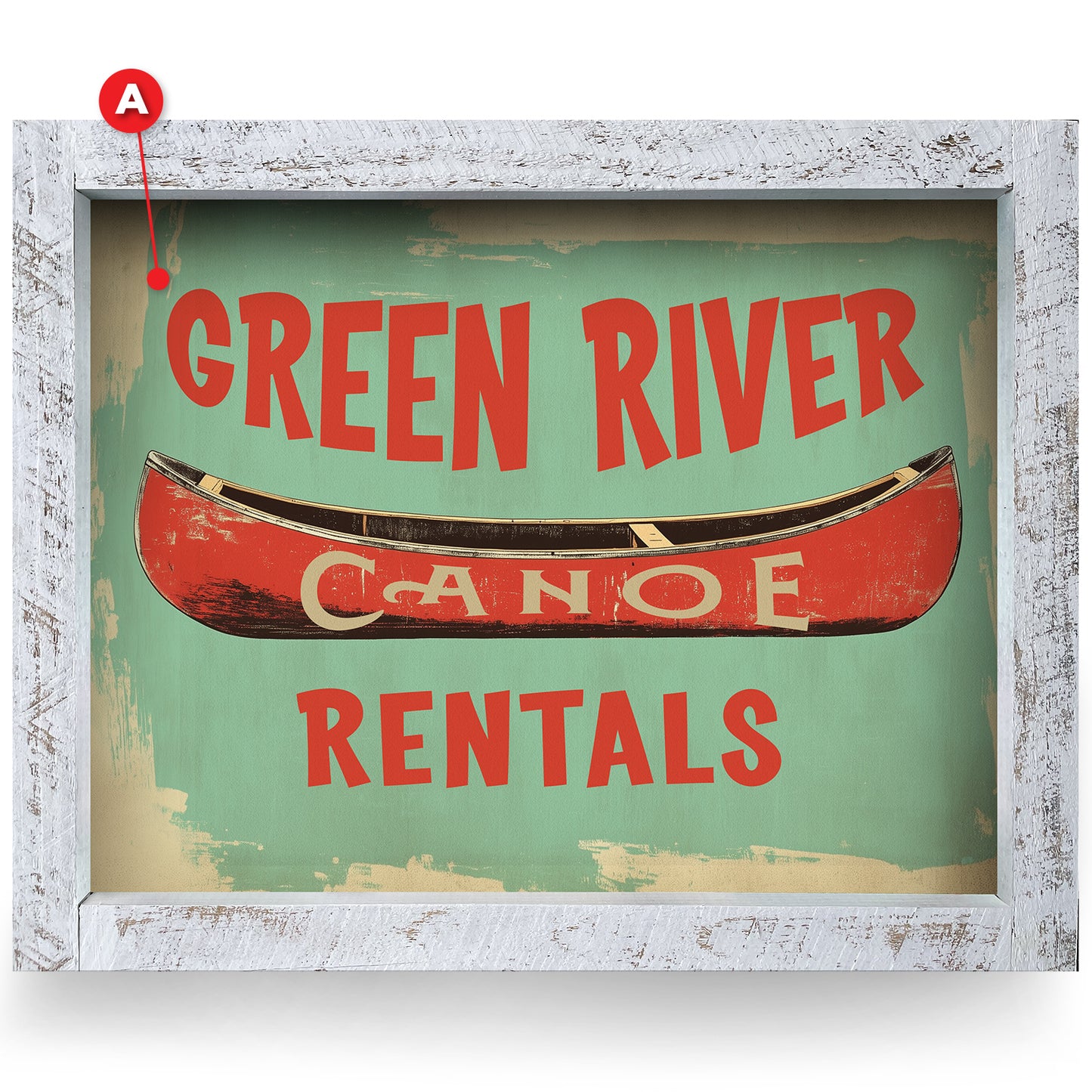 Customizable Canoe Rentals | Real Wood Framed Wall Art Print | Horizontal