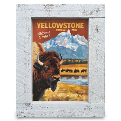 Yellowstone Bison Poster | Real Wood Framed Wall Art Print