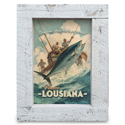 Venice Louisiana Tuna Poster | Real Wood Framed Wall Art Print