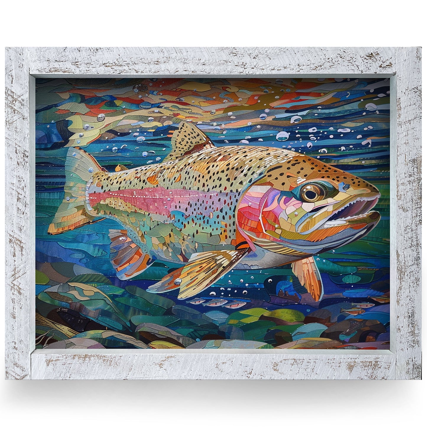 Colorful Rainbow Trout | Real Wood Framed Wall Art Print