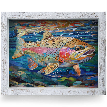 Colorful Rainbow Trout | Real Wood Framed Wall Art Print