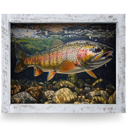 Big Guy Rainbow Trout | Real Wood Framed Wall Art Print