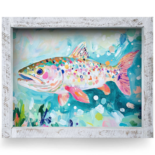 Colorful Trout | Real Wood Framed Wall Art Print