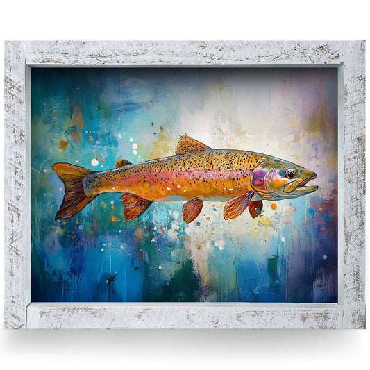 Rainbow Trout Splash | Real Wood Framed Wall Art Print