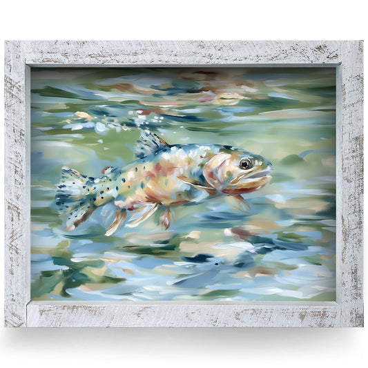 Gentle Stream Trout | Real Wood Framed Wall Art Print
