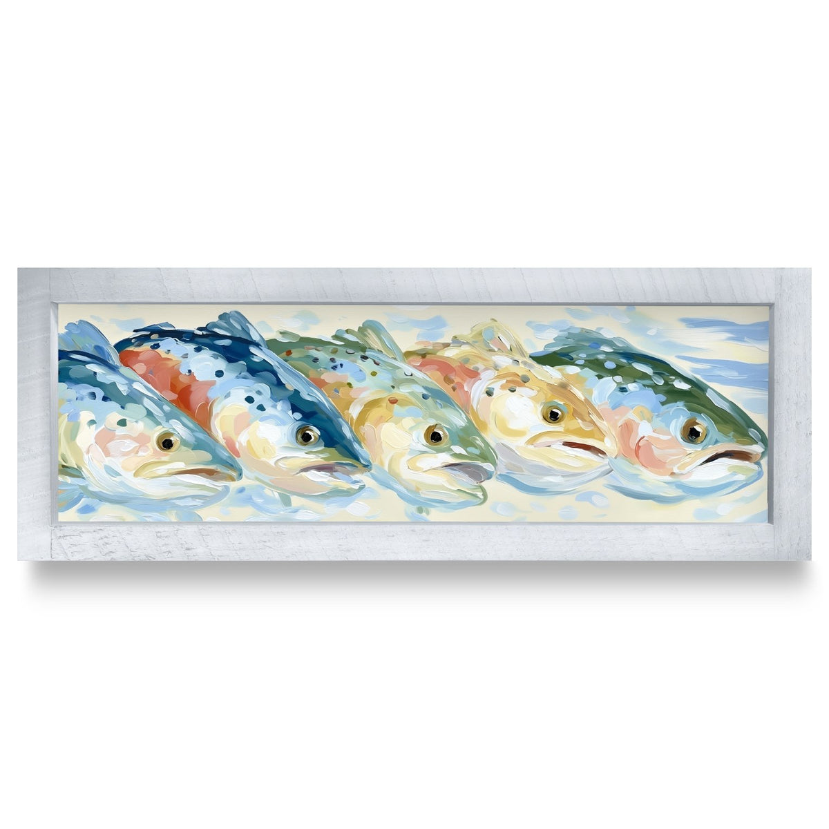 Trout Parade | Real Wood Framed Wall Art Print | Skinny