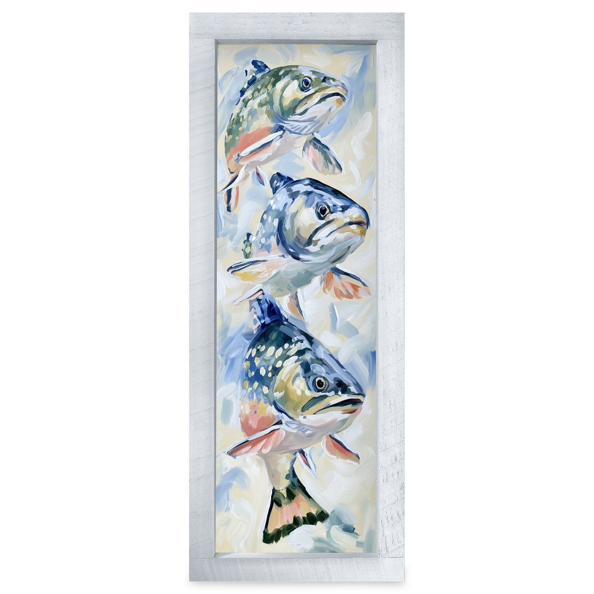 Rising Trout Trio | Real Wood Framed Wall Art Print | Skinny