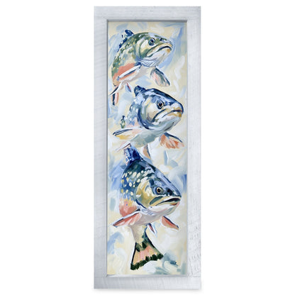 Rising Trout Trio | Real Wood Framed Wall Art Print | Skinny