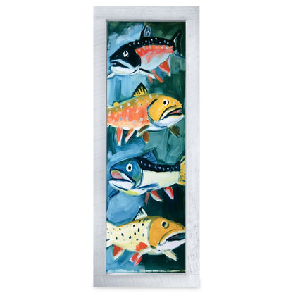Bright Trout Stack | Real Wood Framed Wall Art Print | Skinny