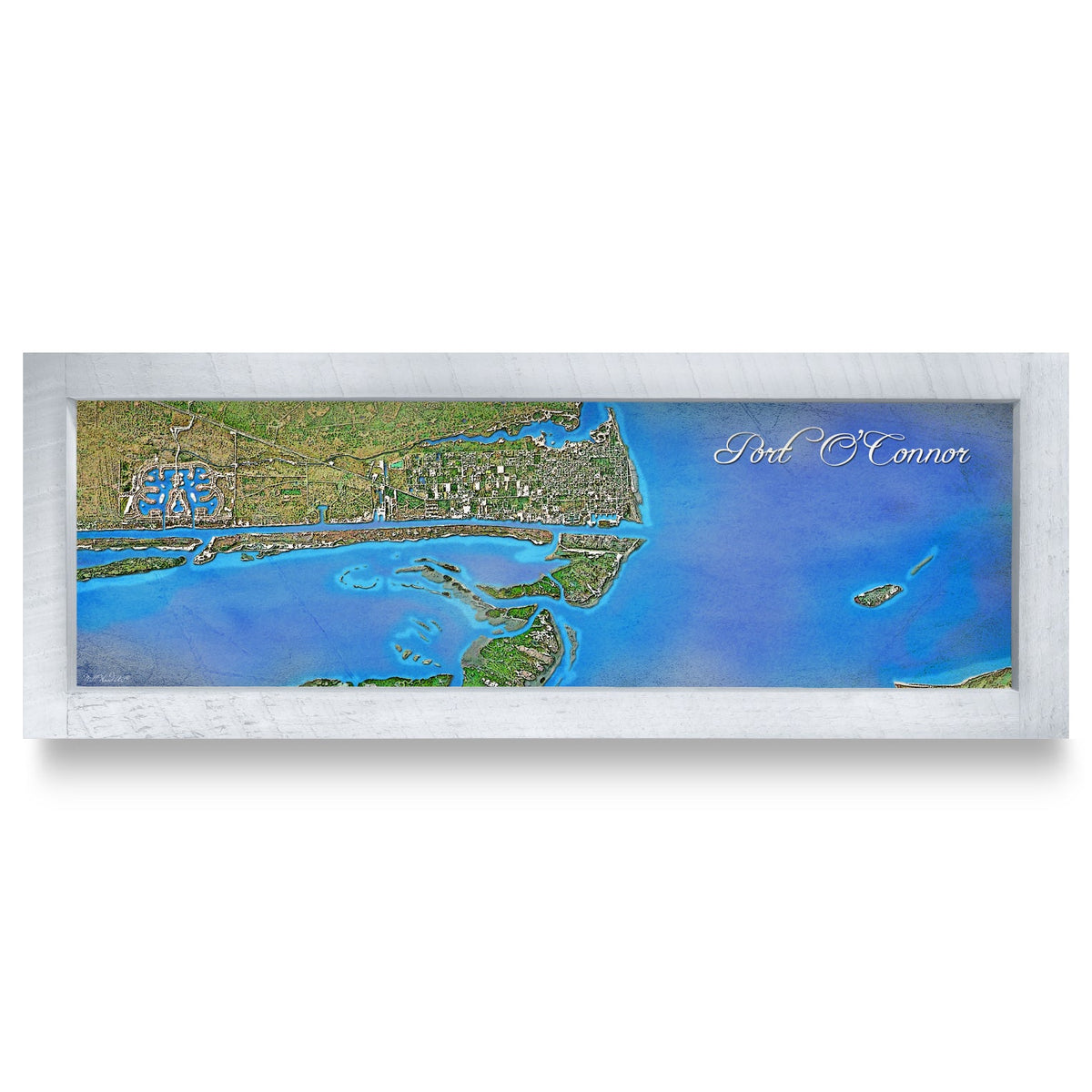 Port Aransas, Texas Map | Real Wood Framed Wall Art Print