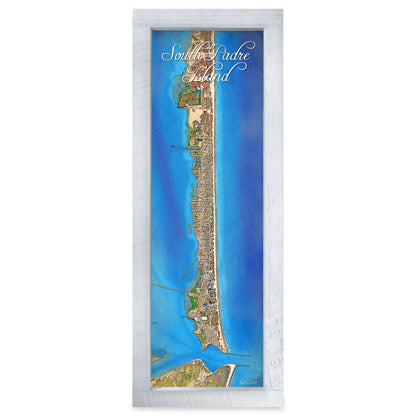South Padre Island, Texas Map | Real Wood Framed Wall Art Print