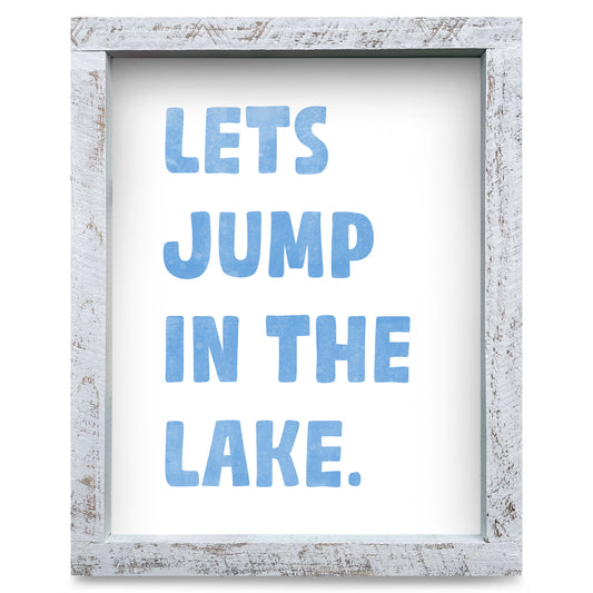 Jump In The Lake | Real Wood Framed Wall Art Print