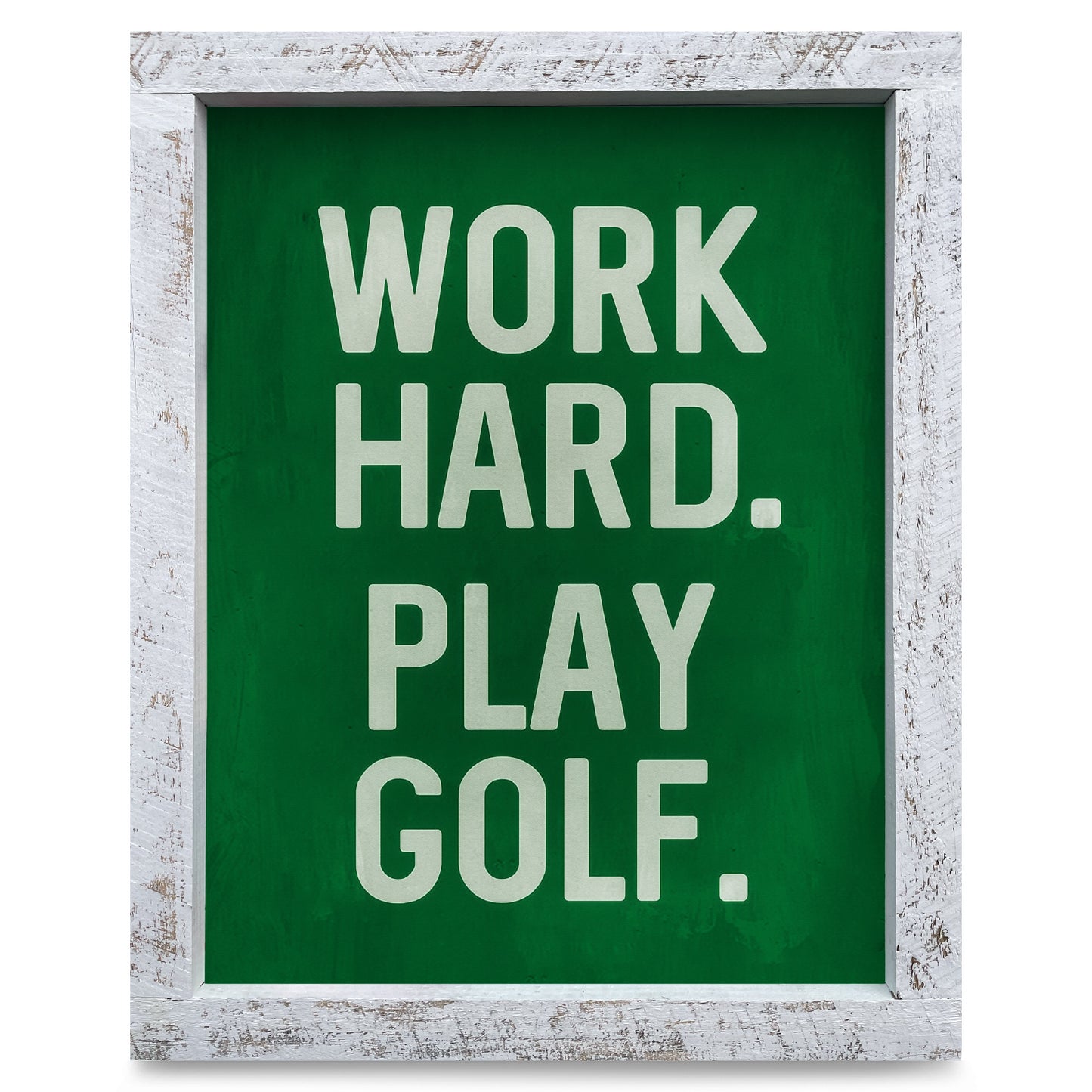 Work Hard Play Golf | Real Wood Framed Wall Art Print