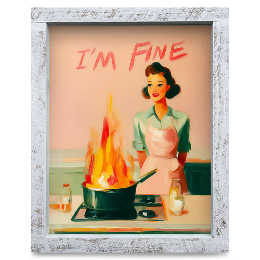 I'm Fine (Let's Order Instead)| Real Wood Framed Wall Art Print