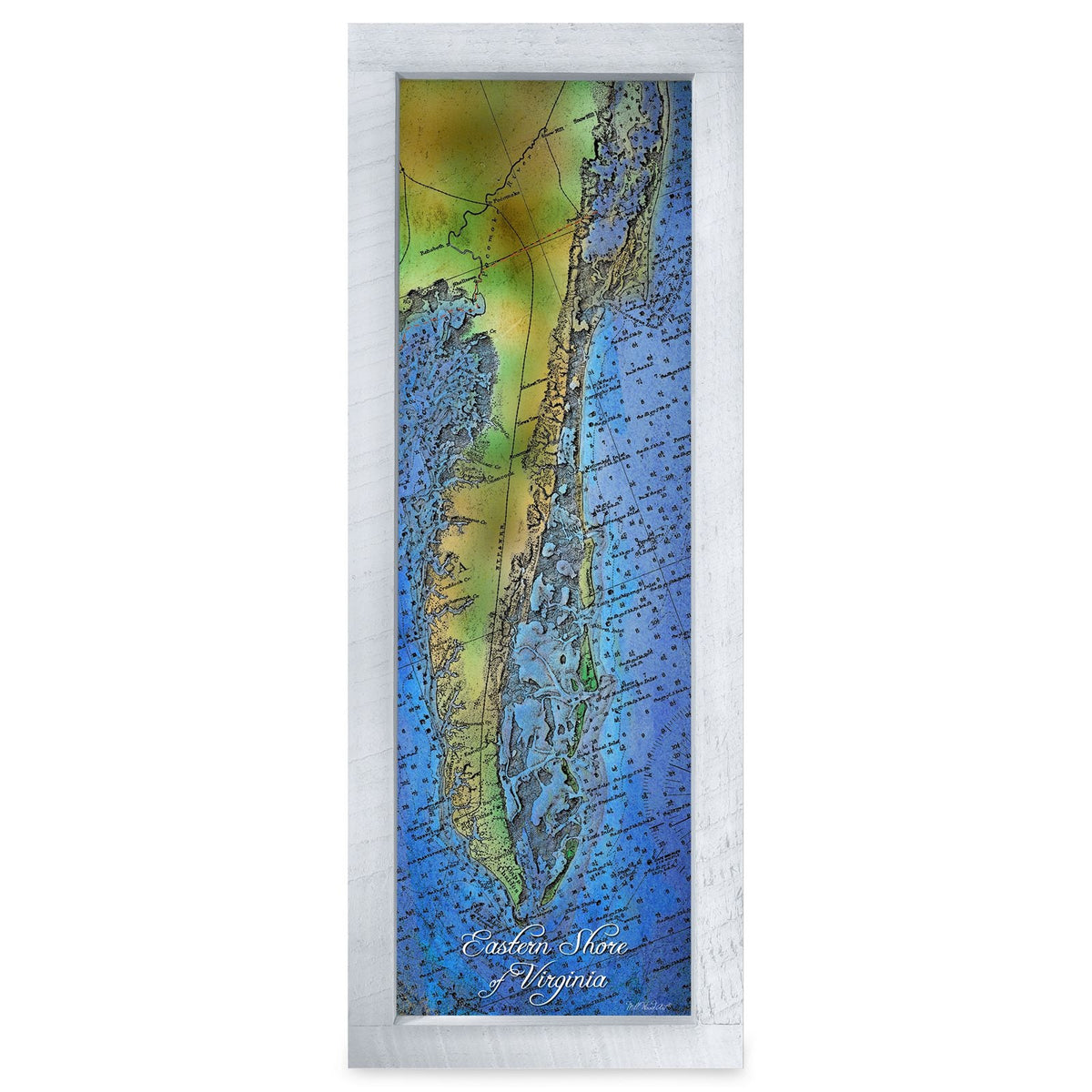 Eastern Shore of Virginia Map | Real Wood Framed Wall Art Print