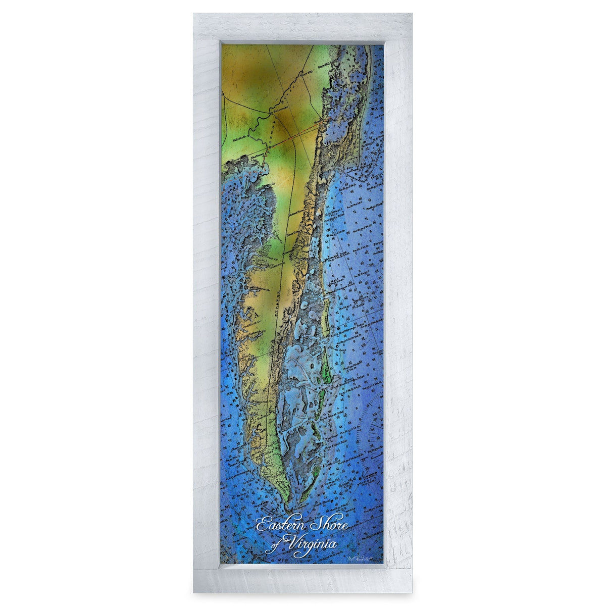 Eastern Shore of Virginia Map | Real Wood Framed Wall Art Print