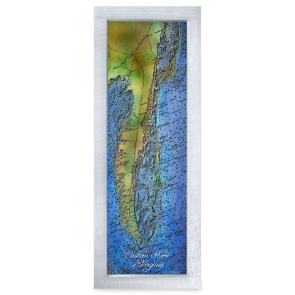 Eastern Shore of Virginia Map | Real Wood Framed Wall Art Print