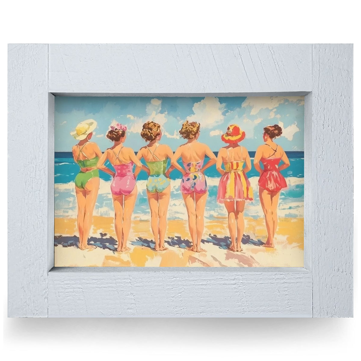 Vintage Seaside Chic | Real Wood Framed Wall Art Print | Horizontal
