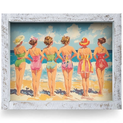 Vintage Seaside Chic | Real Wood Framed Wall Art Print | Horizontal