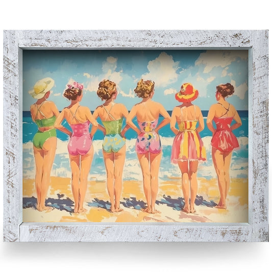 Vintage Seaside Chic | Real Wood Framed Wall Art Print | Horizontal