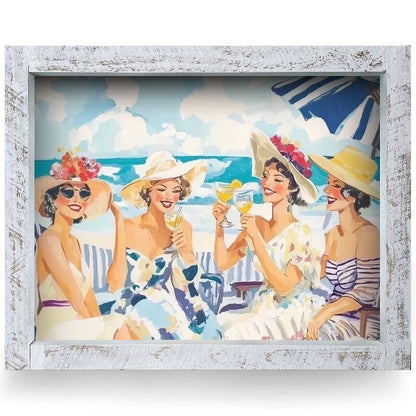 Best Friends Beach | Real Wood Framed Wall Art Print | Horizontal