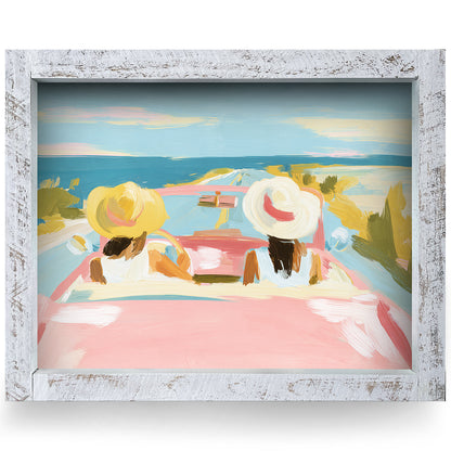 Beach Road Trip | Real Wood Framed Wall Art Print | Horizontal
