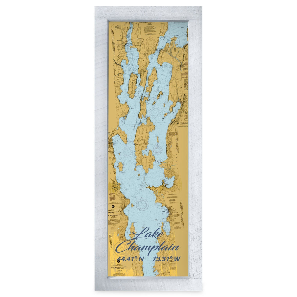 Lake Champlain, Vermont Map | Real Wood Framed Wall Art Print
