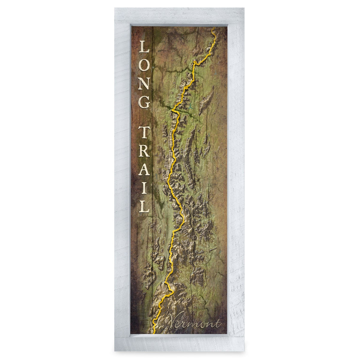Long Trail, Vermont Map | Real Wood Framed Wall Art Print