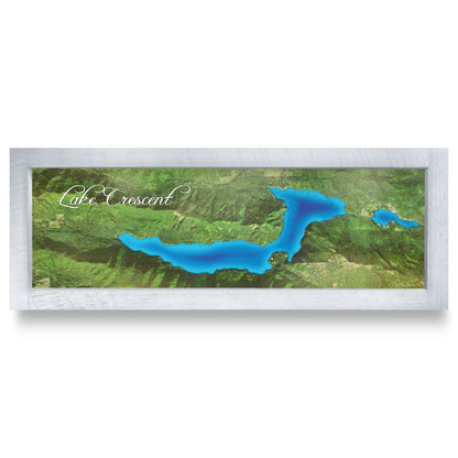 Crescent Lake, Washington Map | Real Wood Framed Wall Art Print