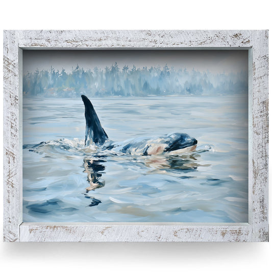 Quiet Water Orca | Real Wood Framed Wall Art Print
