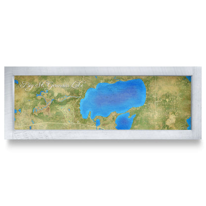 Big St. Germain Lake, Wisconsin Map | Real Wood Framed Wall Art Print